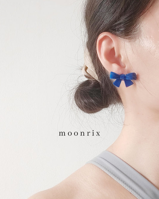 Ninette Navy Blue Ribbon Stud Earring