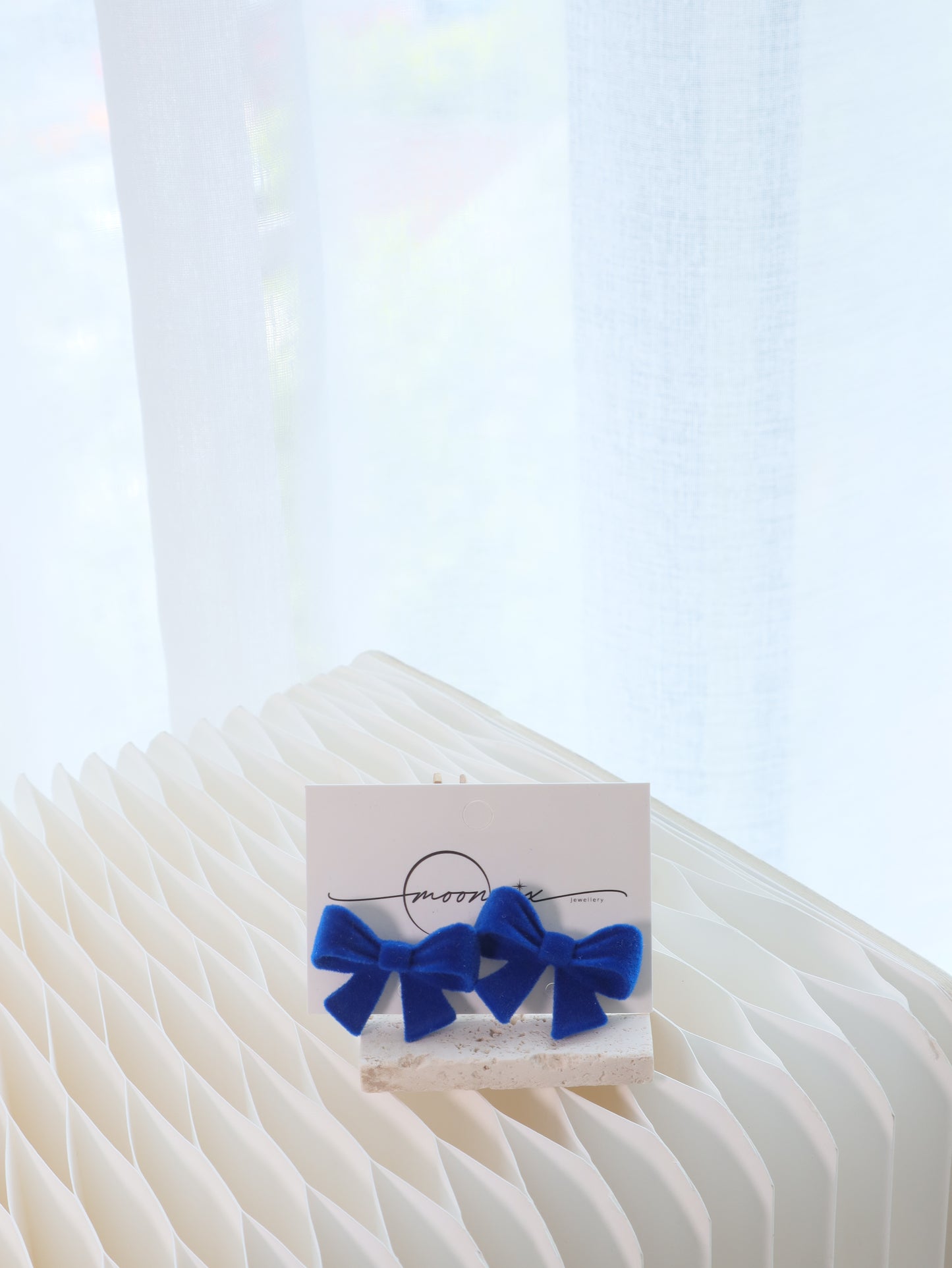 Ninette Navy Blue Ribbon Stud Earring