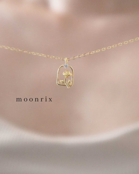 Rouge Provence Rose S925 Sterling Silver Gold Plated Necklace