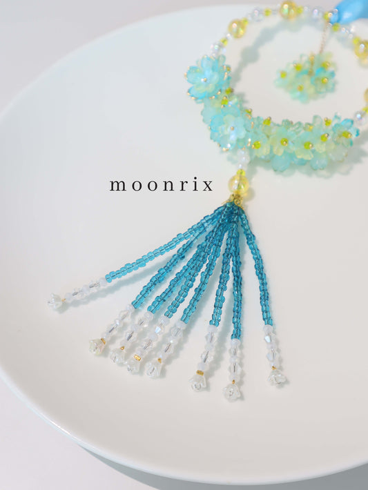 Golden Blue Blossom Car Pendant