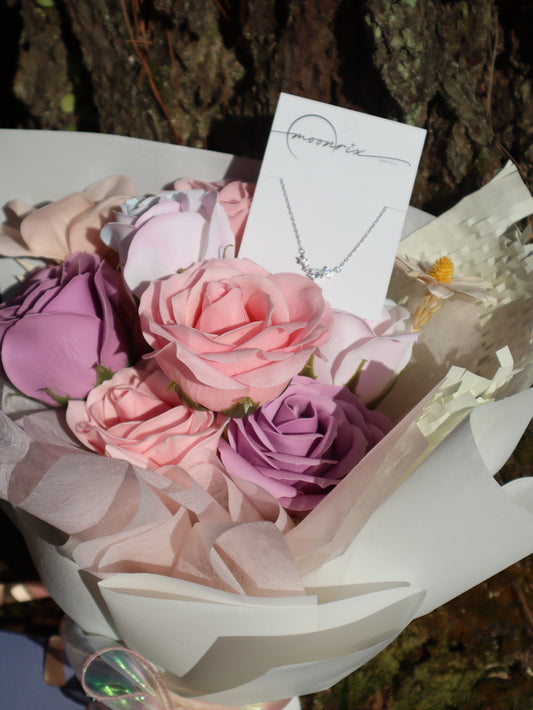Ethereal Bloom Bouquet & S925 Sterling Silver Necklace Bundles