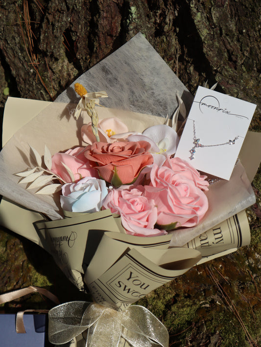 Vintage Romantic Bouquet & S925 Sterling Silver Necklace Bundles