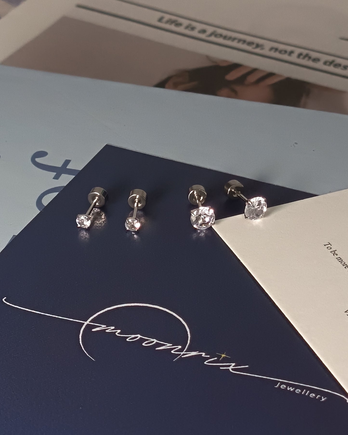 Pascaline White Zircon Round Back Stud Earring