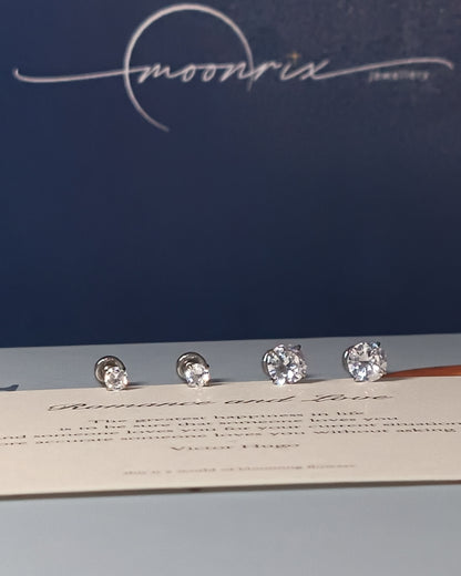 Pascaline White Zircon Round Back Stud Earring