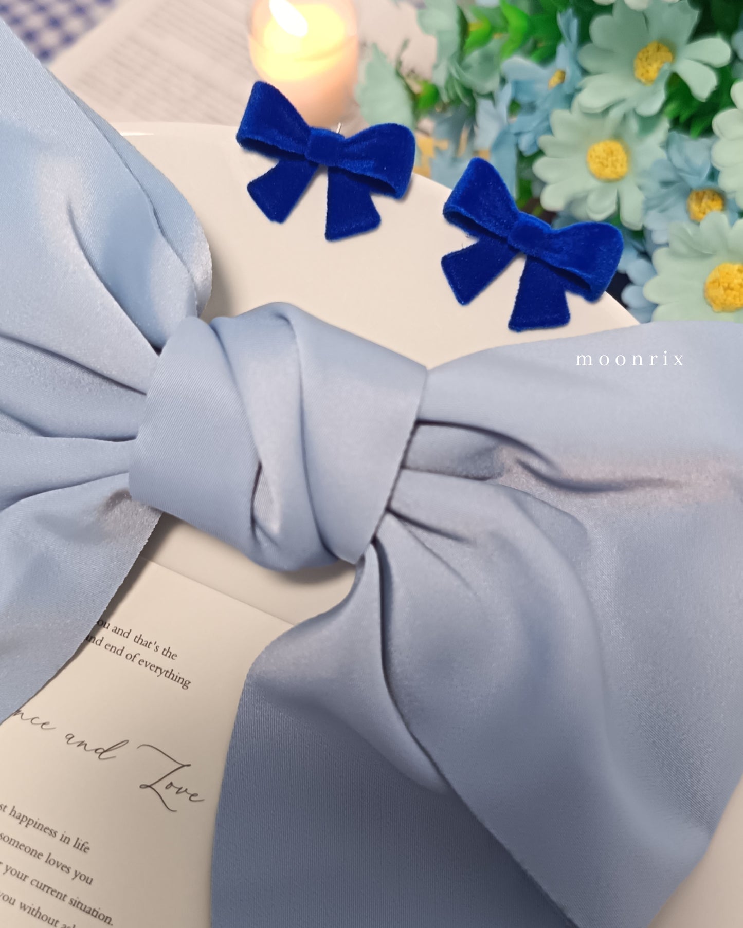 Ninette Navy Blue Ribbon Stud Earring