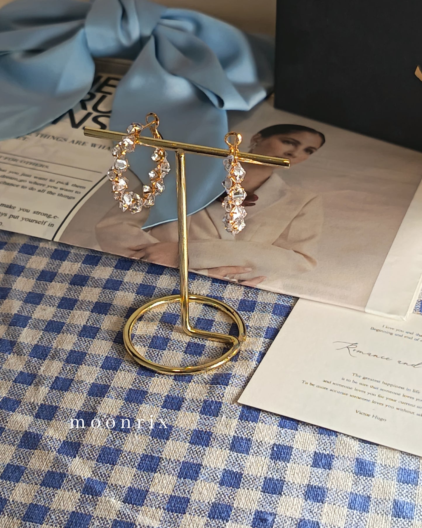 Helene Crystal Hoop Gold Plated Earrings