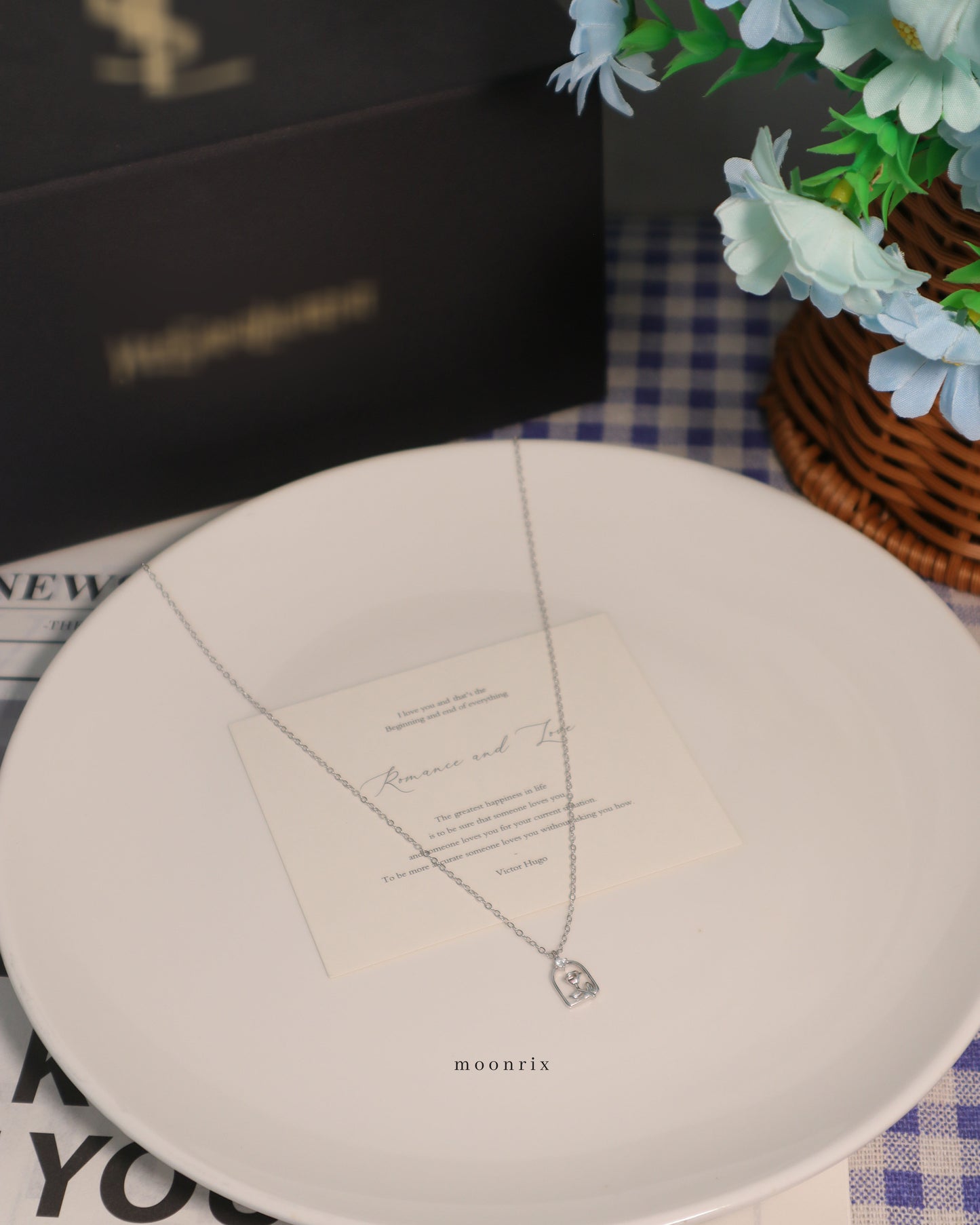 Rouge Provence Rose S925 Sterling Silver Gold Plated Necklace