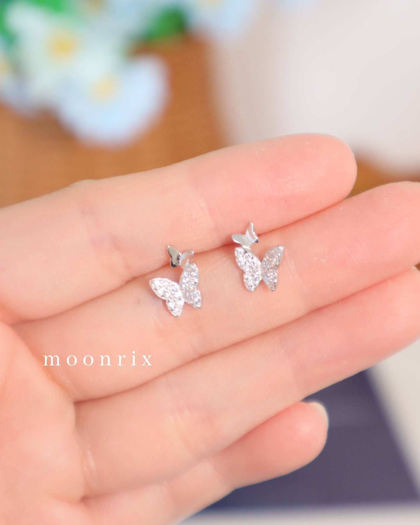 Sylvie Butterfly Zirconia S925 Sterling Silver Stud Earrings