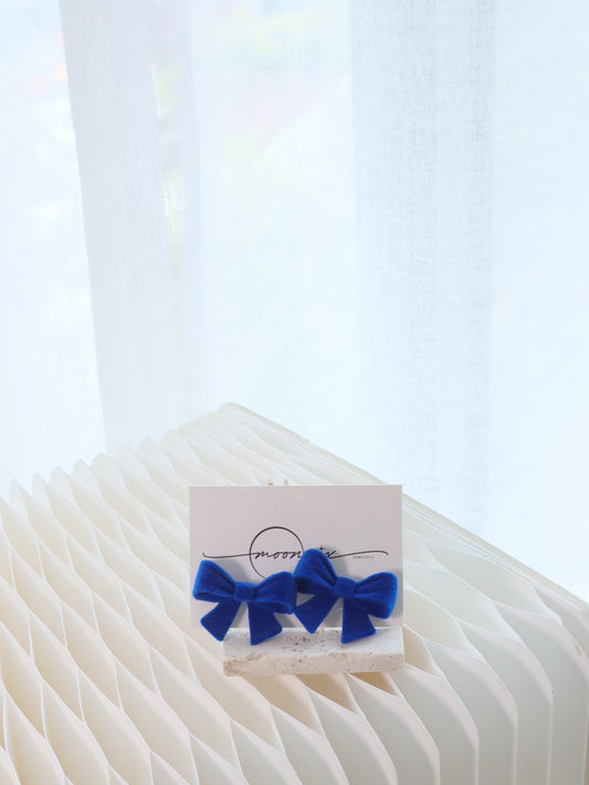 Ninette Navy Blue Ribbon Stud Earring