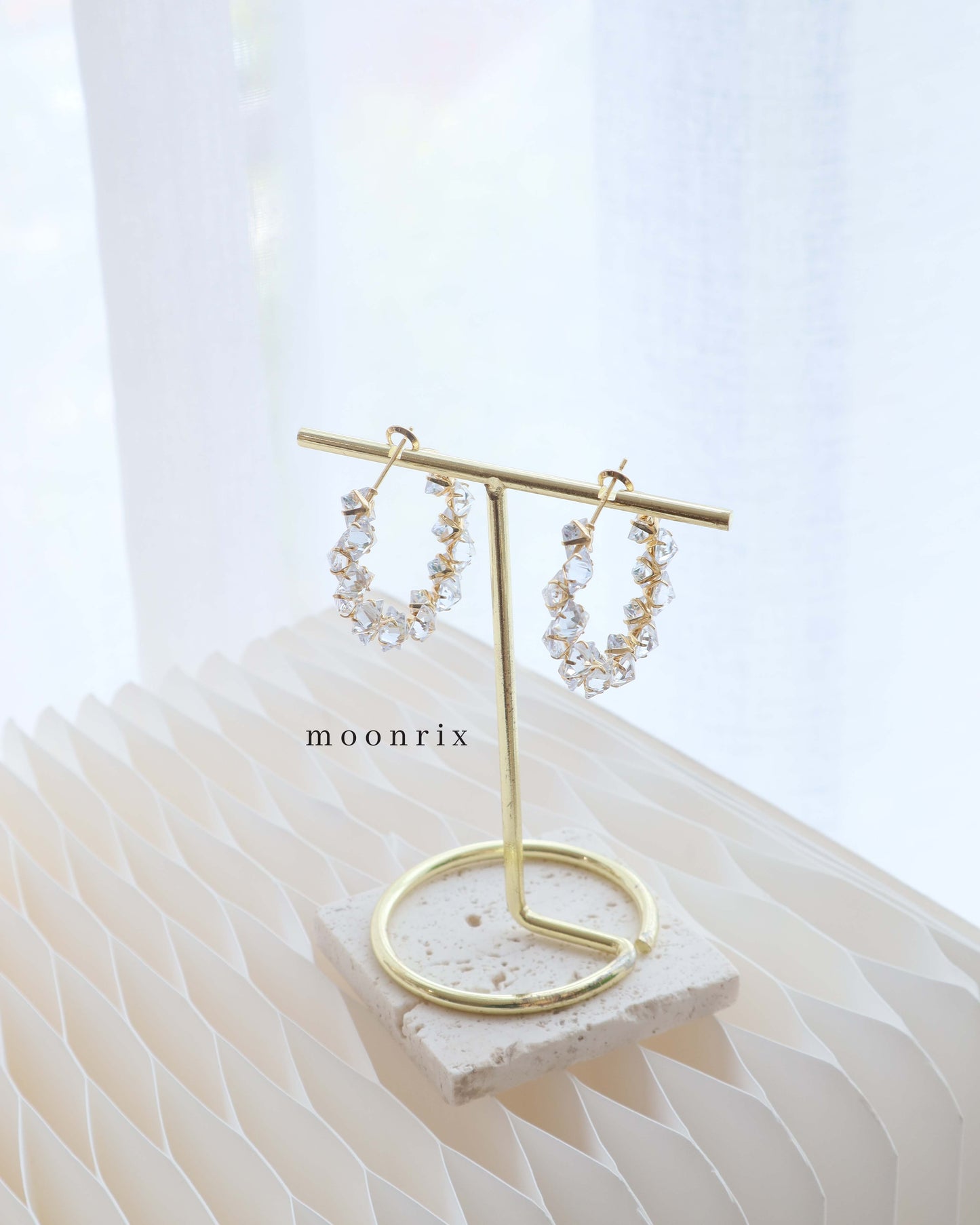 Helene Crystal Hoop Gold Plated Earrings