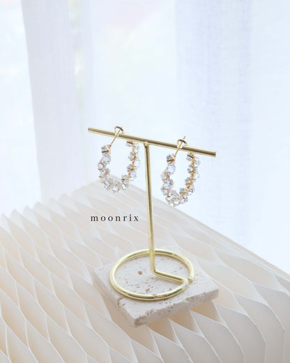 Helene Crystal Hoop Gold Plated Earrings