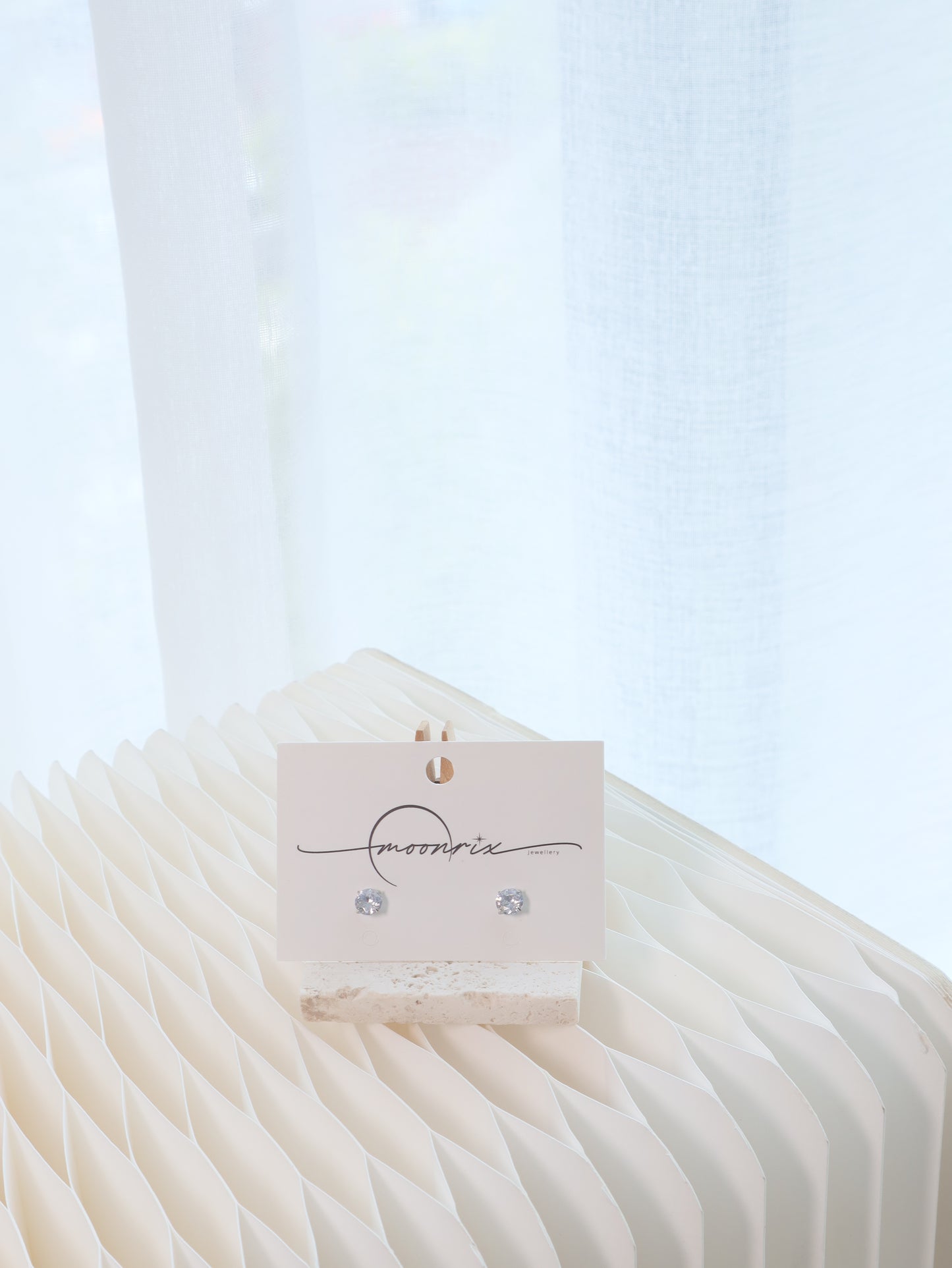 Pascaline White Zircon Round Back Stud Earring