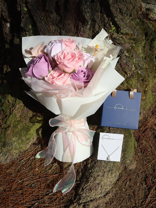 Ethereal Bloom Bouquet & S925 Sterling Silver Necklace Bundles